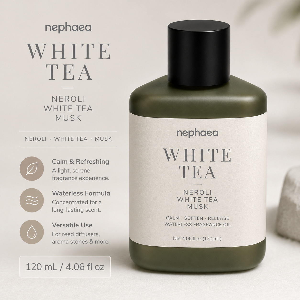 Calm and refreshing waterless formula versatile use