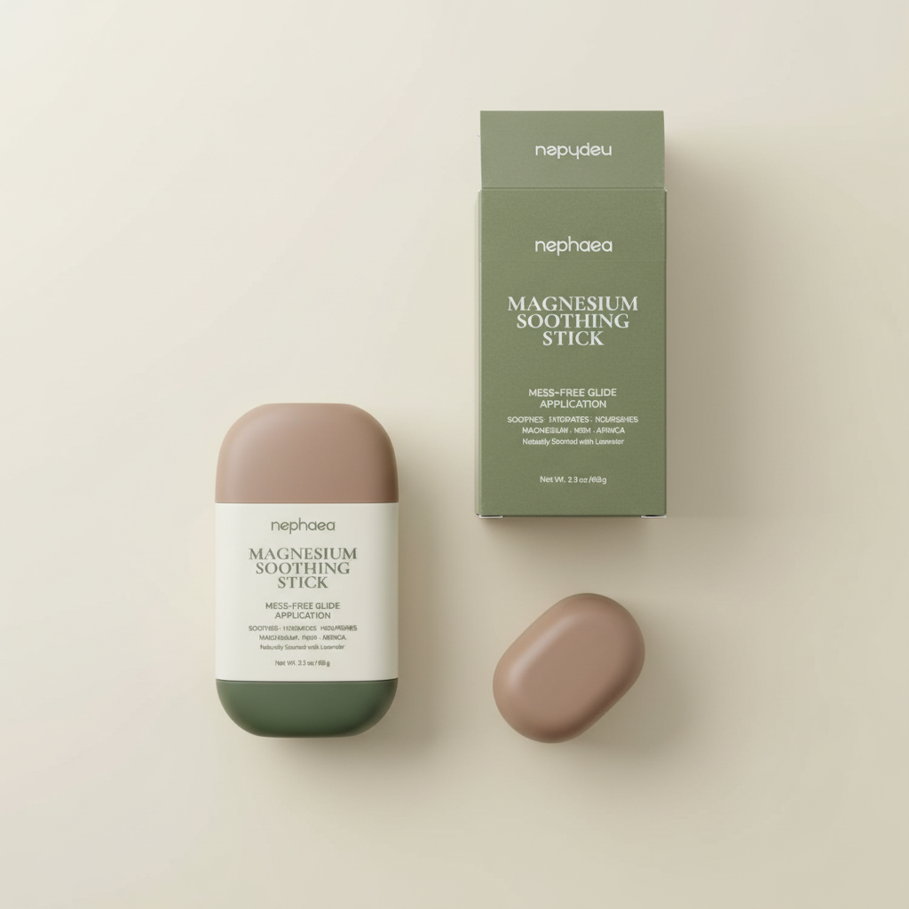 nephaea Magnesium Soothing Stick with its matching green box