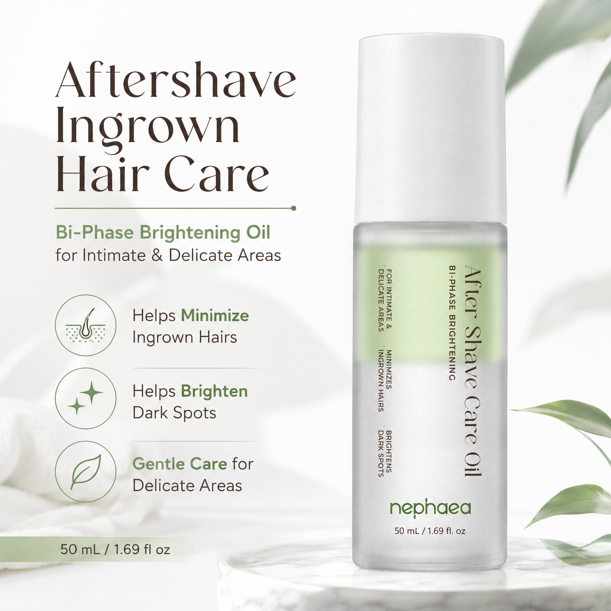 Nephaea After Shave Care Oil, bi-phase brightening for intimate and delicate areas, 50 mL