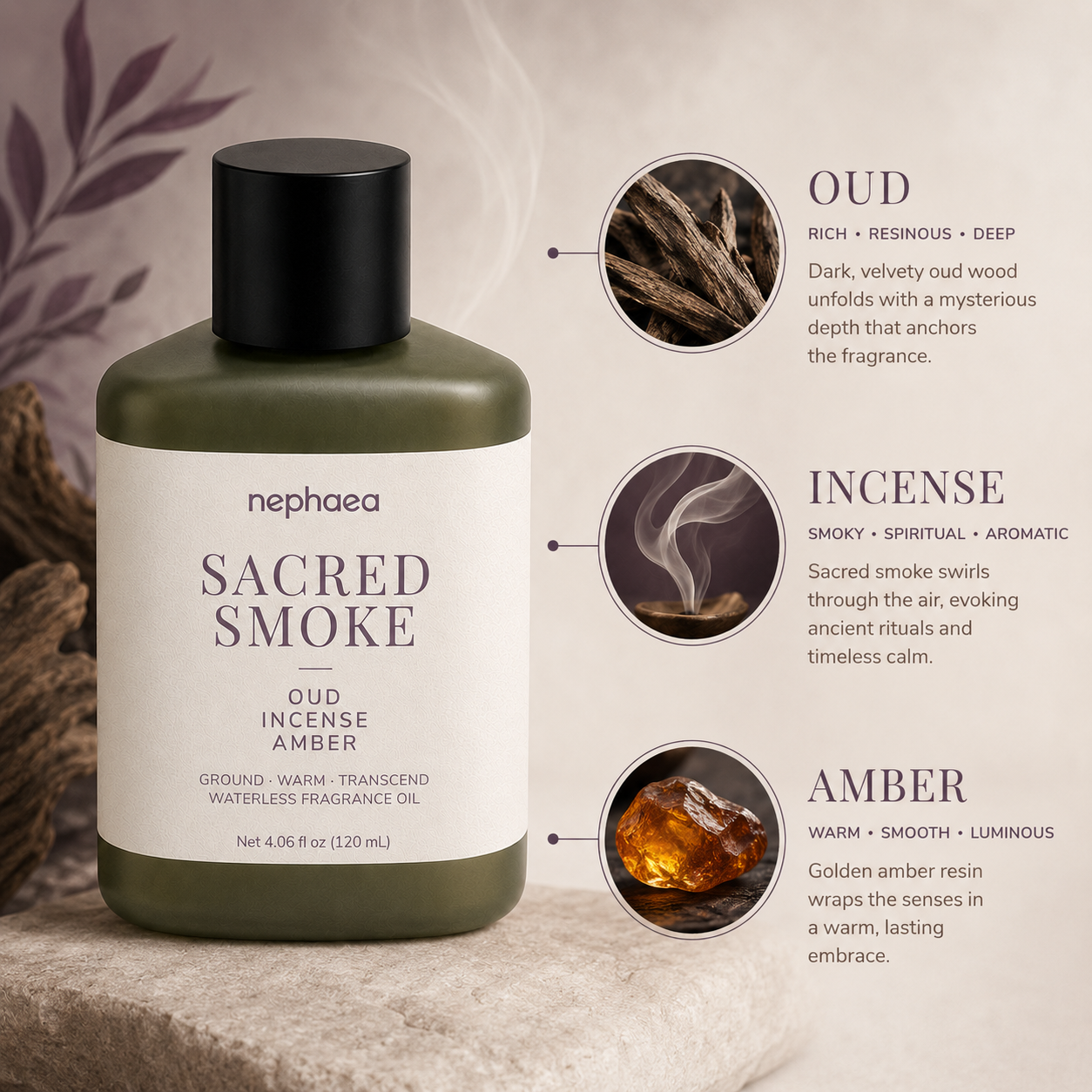 Sacred Smoke scent notes — oud, incense and amber
