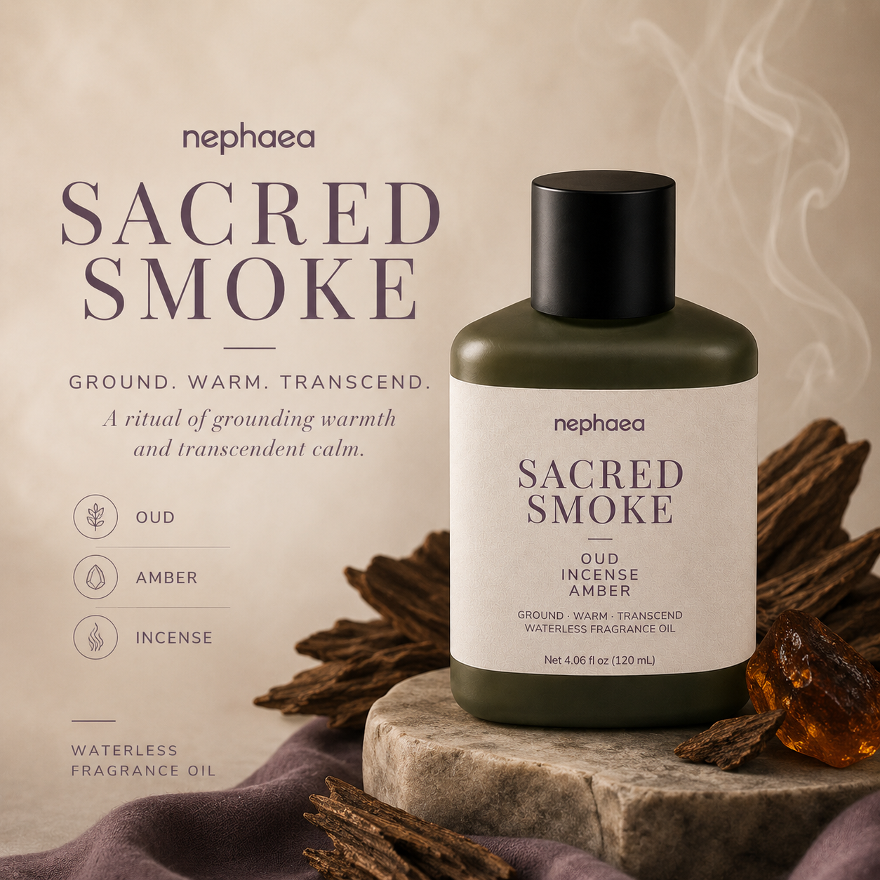 Sacred Smoke waterless fragrance oil — concentrated, clean and long-lasting